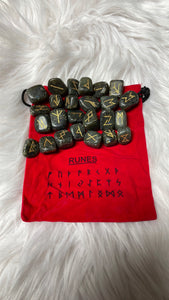 Labradorite Runestones with Red Velvet Bag